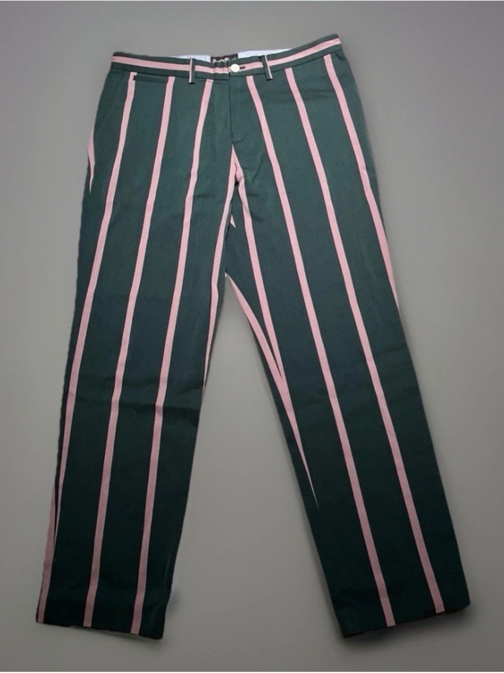 Rowing Blazers Green & Pink Vertical Stripe Dress Pants Men’s 34x29